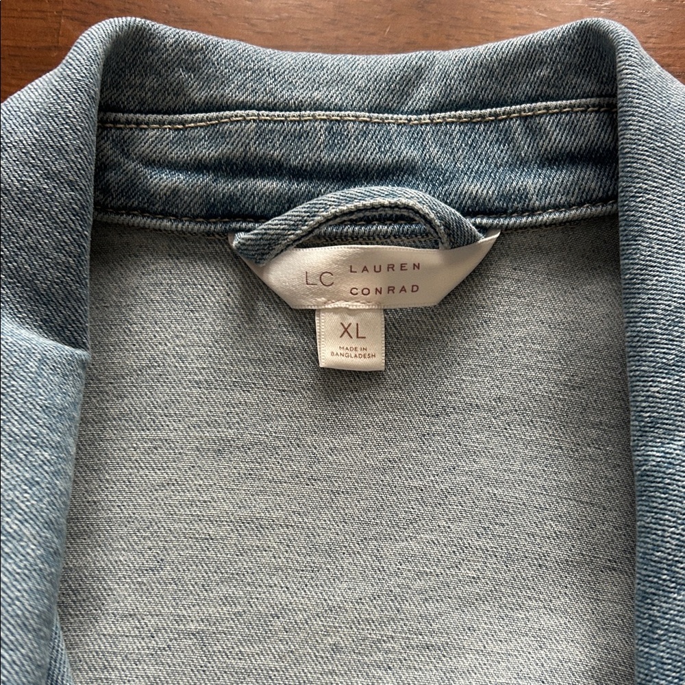 Lauren Conrad Light Blue Denim With Tie Women's Jacket size xl - Picture 6 of 10